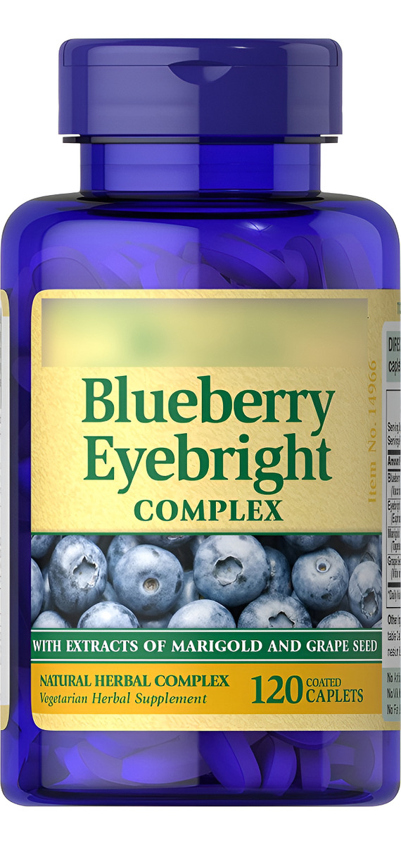Puritan's Pride Complejo Prémium Blueberry Eyebright, Extractos De Caléndula Y Semilla De Uva, 120 Cápsulas Recubiertas