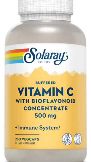 Solaray Vitamina C Tamponada De 500 Mg Con Bioflavonoides, Escaramujo Y Acerola, 250 Cápsulas Veganas