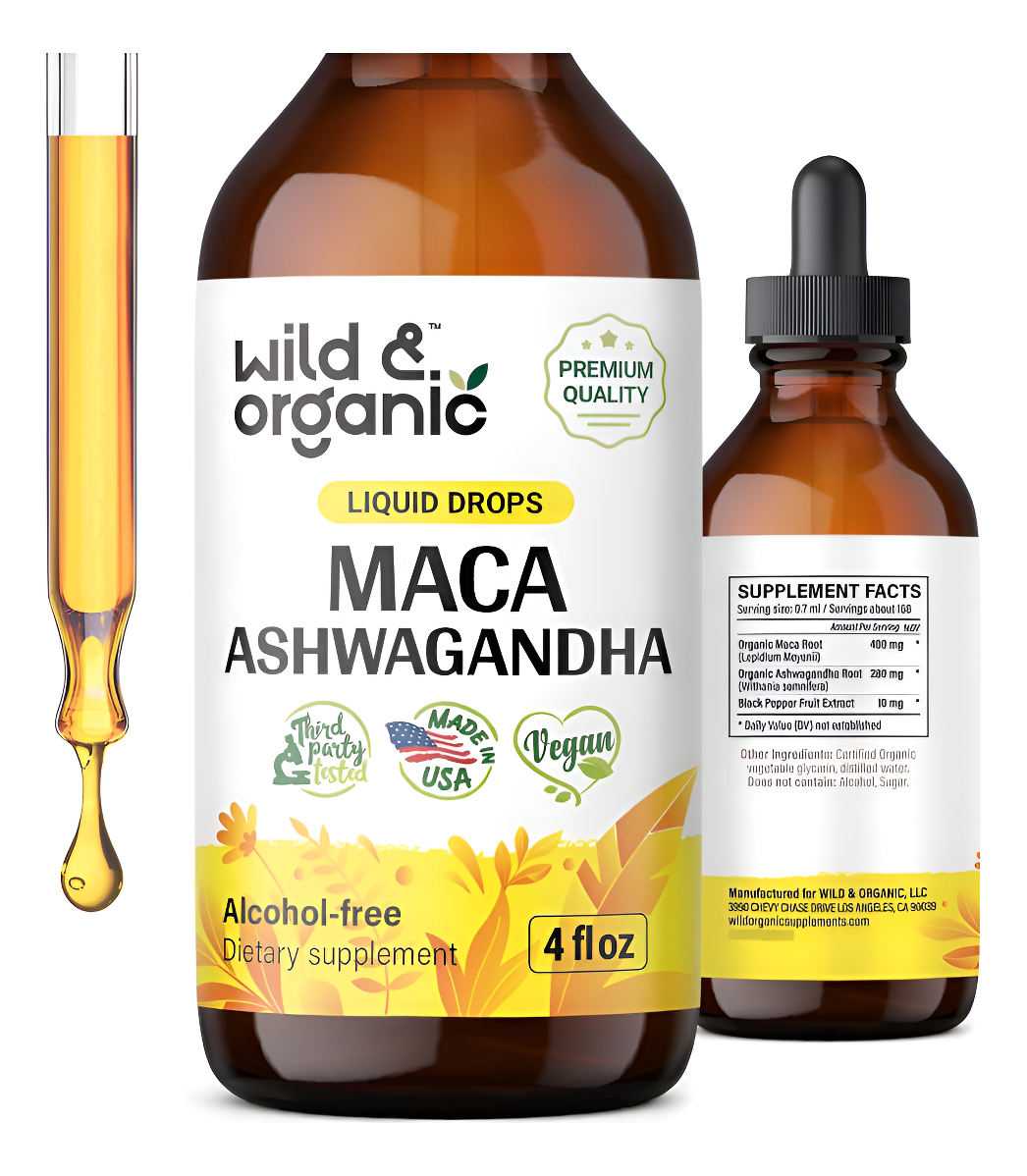Suplemento De Gotas De Maca Ashwagandha Extracto Líquido De Raíz De Maca De Ashwagandha Orgánica Para Hombres Y Mujer