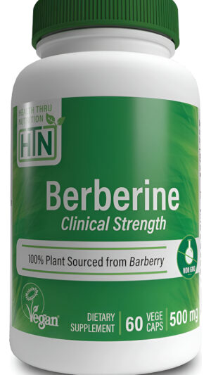 Health Thru Nutrition Berberine Hcl 500mg 60 Porciones | Fuerza Clínica | Certificado Vegano | Sin Omg | Sin Gluten | S