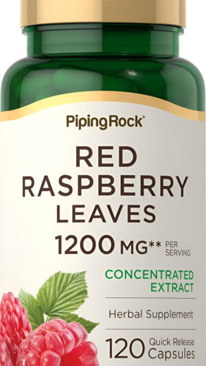 Piping Rock Cápsulas De Hoja De Frambuesa Roja | 1200 Mg | 120 Píldoras | Extracto De Hojas Concentradas | Suplemento Sin Omg, Sin Gluten