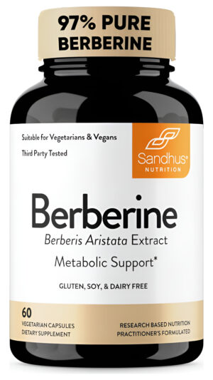 Sandhu's Suplemento De Berberina Hcl De 500 Mg Por Cápsula Con Extracto De Berberis Aristata 97% Puro | 60 Cápsulas