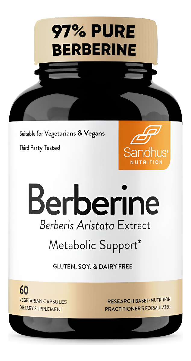 Sandhu's Suplemento De Berberina Hcl De 500 Mg Por Cápsula Con Extracto De Berberis Aristata 97% Puro | 60 Cápsulas