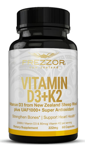 Frezzor Cápsulas De Vitamina D3 Y K2, Alta Potencia D3 2000iu Y K2 (mk7) 80mcg 60 Cápsulas