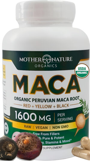 Raíz De Maca Orgánica De 1600 Mg | Cápsulas De Raíz De Maca Negra Roja Amarilla Para Mujeres Y Hombres | Maca Peruana F