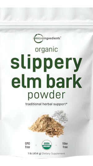 Micro Ingredients Polvo De Corteza De Olmo Resbaladizo Orgánico Cultivado En Estados Unidos, 1 Libra (648 Porciones), A
