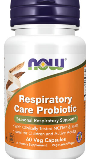 Now Suplementos, Probiótico Para El Cuidado Respiratorio, Con Ncfm® Y Bi-04 Clínicamente Probados, 60 Cápsulas Vegetale