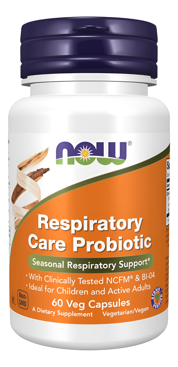 Now Suplementos, Probiótico Para El Cuidado Respiratorio, Con Ncfm® Y Bi-04 Clínicamente Probados, 60 Cápsulas Vegetale