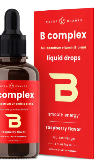 Nutrachamps Gotas Líquidas De Complejo De Vitamina B | Para Adultos Y Niños | Sabor De Bayas Veganas 2 Onzas |