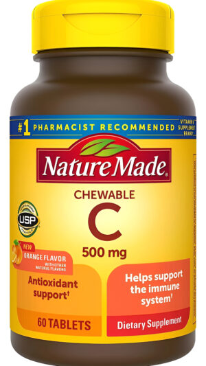 Nature Made 60 Tabletas Masticables De Vitamina C De 500 Mg, Para Apoyar El Sistema Inmunológico