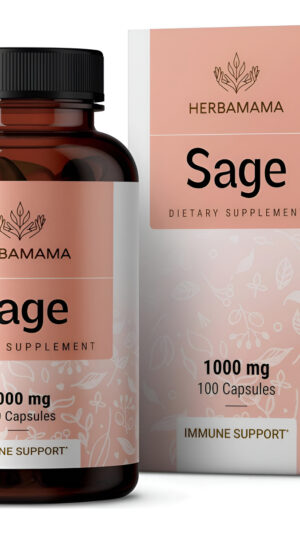 Herbamama Cápsulas De Salvia  1000 Mg, 100 Cápsulas  Suplemento Nutricional Orgánico Salvia Officinalis Que Promueve
