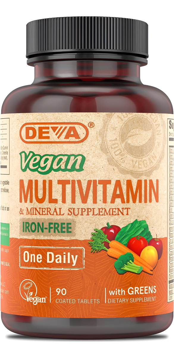 Deva Suplemento Vegano Multivitamínico Y Mineral Sin Hierro, 90 Tabletas