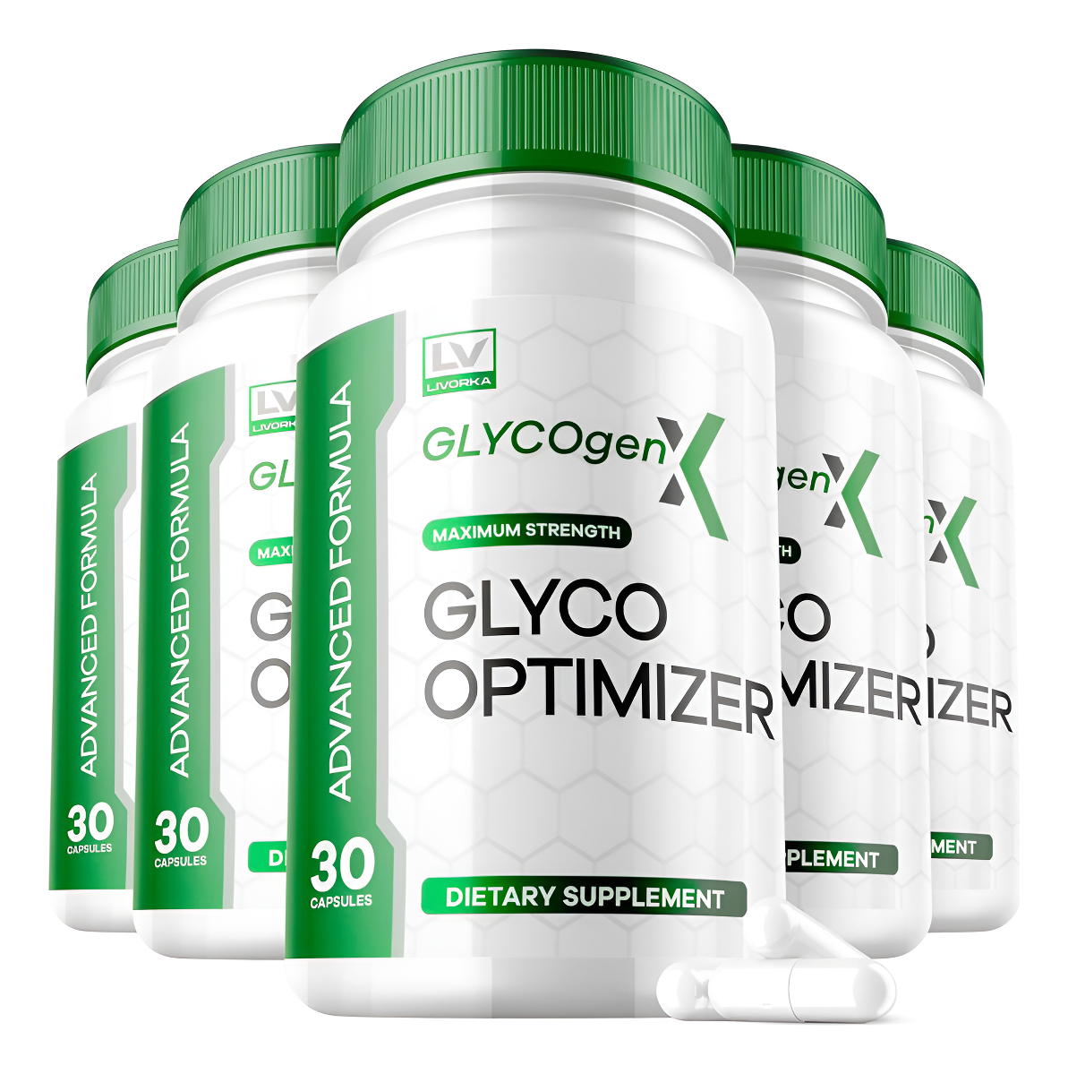 Livorka Glycógeno X Glyco Optimazer Soporte De Glucógeno, 30 Cápsulas, Paquete De 5