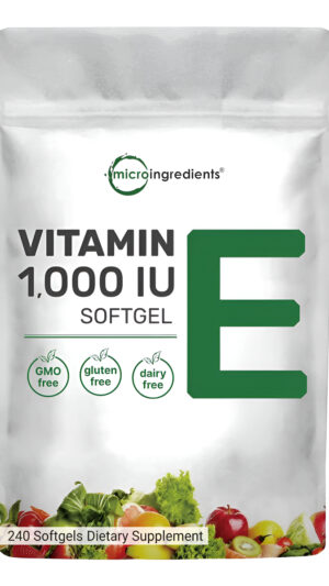 Micro Ingredients 240 Cápsulas Blandas De Vitamina E, 1200 Iu, Veganas, Sin Omg