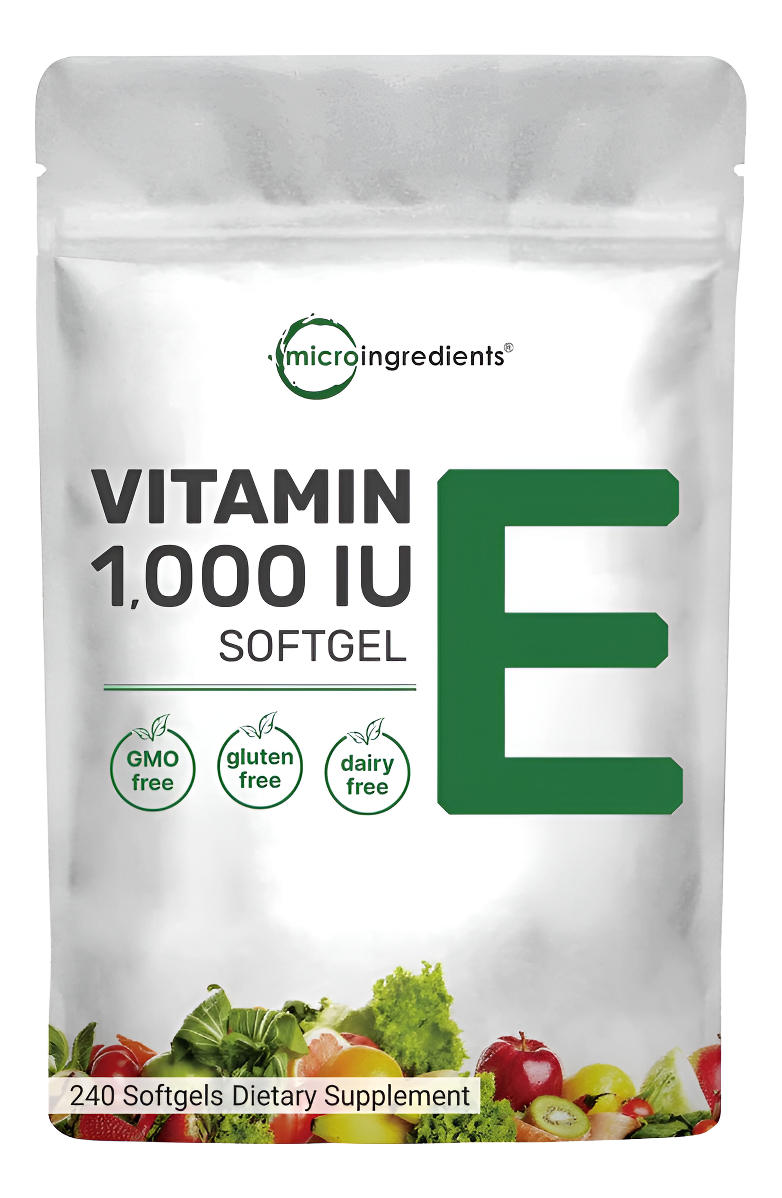 Micro Ingredients 240 Cápsulas Blandas De Vitamina E, 1200 Iu, Veganas, Sin Omg