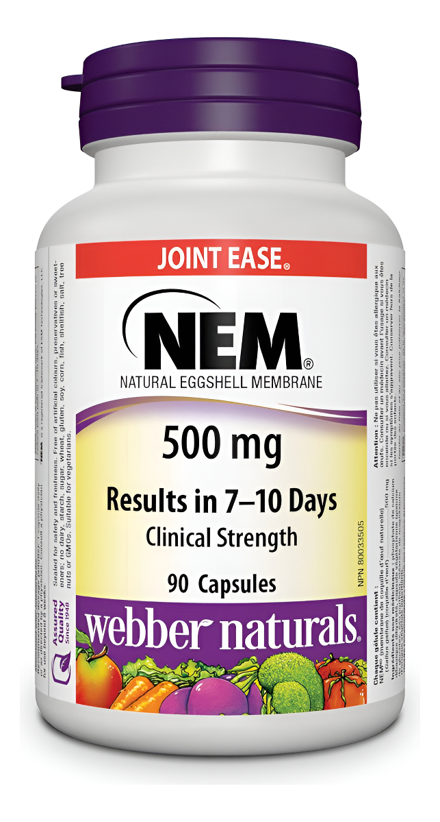 Webber Naturals Membrana De Cáscara De Huevo Natural Nem 500 Mg, 90 Cápsulas