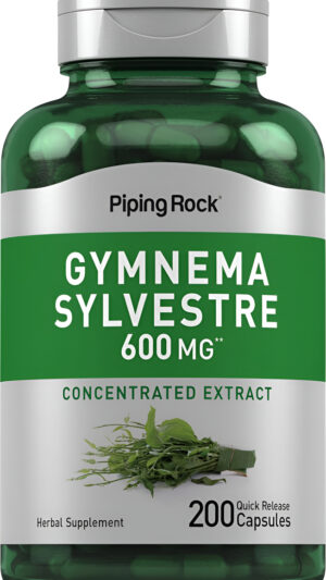 Piping Rock Gymnema Sylvestre Suplementos 600 Mg | 200 Cápsulas | Extracto De Hierbas Concentrado | Sin Omg Y Sin Glute