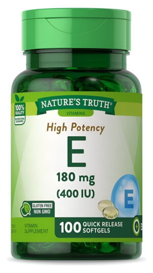 Nature's Truth Cápsulas Blandas De Vitamina E | 400 Ui 180 Mg | 100 Unidades | Suplemento Sin Omg Y Sin Gluten