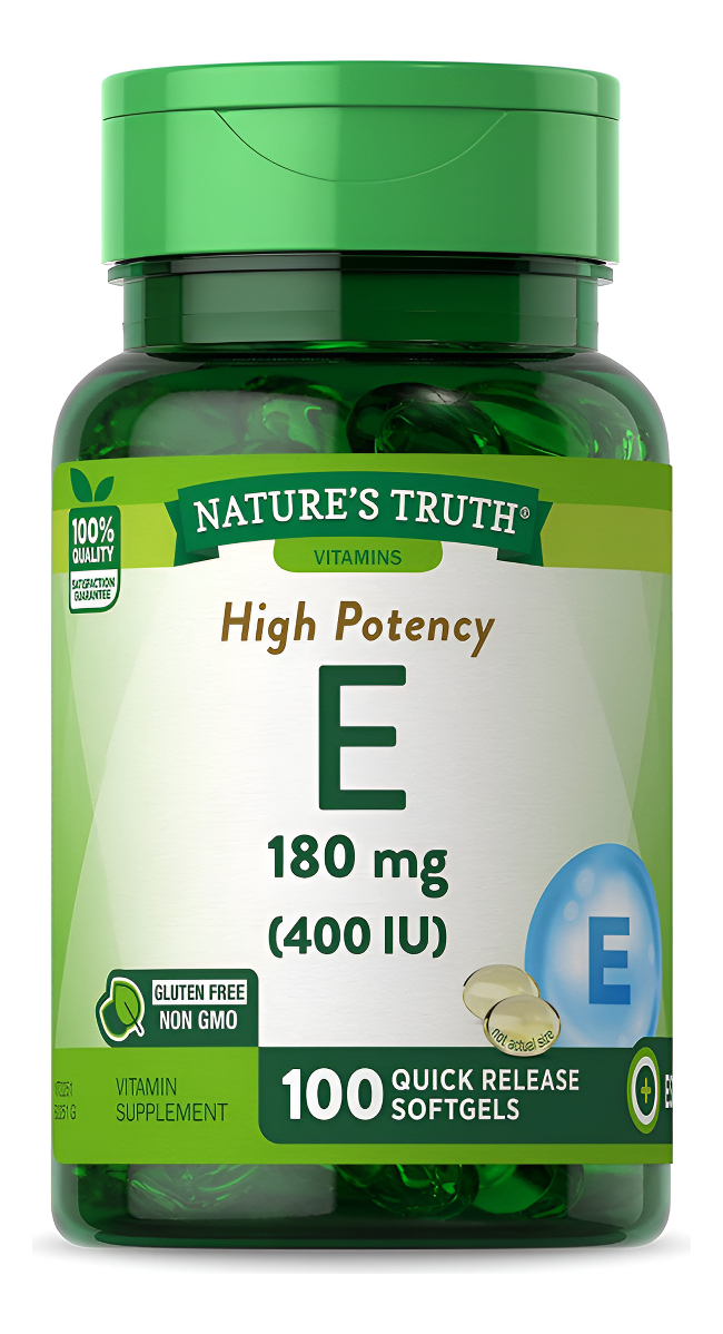 Nature's Truth Cápsulas Blandas De Vitamina E | 400 Ui 180 Mg | 100 Unidades | Suplemento Sin Omg Y Sin Gluten