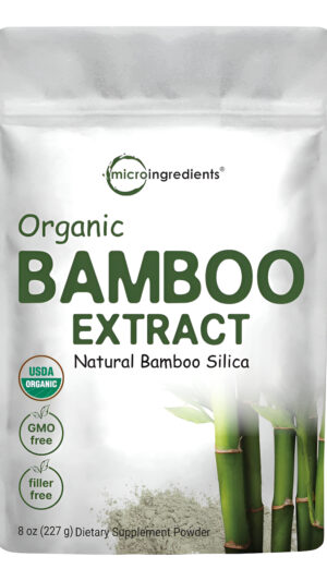 Extracto De Bambú Orgánico En Polvo, 8 Onzas (suministro De 1 Año), Rico En Sílice Y Minerales, Apoya La Piel Saludable