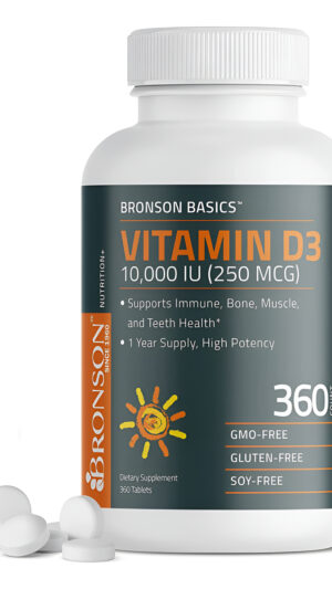 Bronson Vitamina D3 10,000 Ui (250 Mcg) Sin Omg, 360 Tabletas