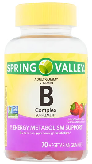 Spring Valley B-complex 70 Gomitas Veganas Para Adultos, Sabor Natural, Sin Gluten