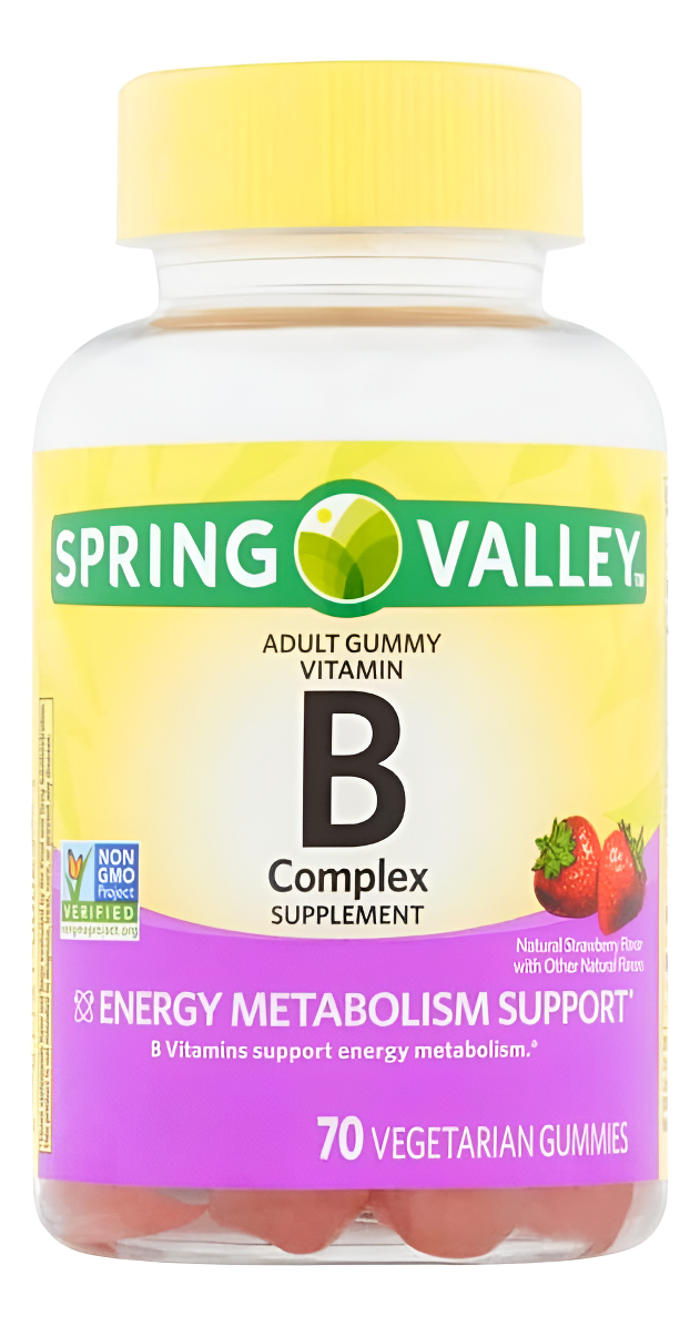 Spring Valley B-complex 70 Gomitas Veganas Para Adultos, Sabor Natural, Sin Gluten