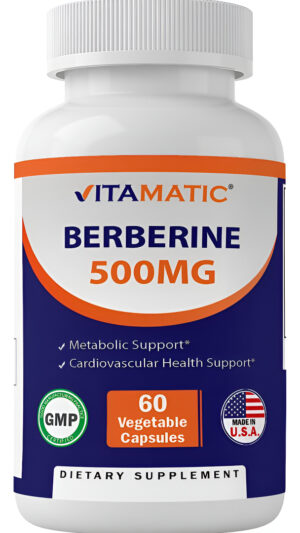Vitamatic Suplemento De Berberina De 500 Mg, 60 Cápsulas Vegetales, Sin Gluten, Sin Omg