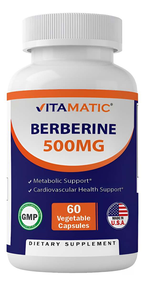 Vitamatic Suplemento De Berberina De 500 Mg, 60 Cápsulas Vegetales, Sin Gluten, Sin Omg