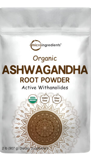 Micro Ingredients Polvo Orgánico De Raíz De Ashwagandha | 2 Libras, Sin Relleno, Sin Aditivos, Altamente Purificado | W
