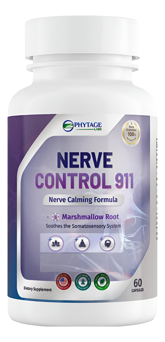 Phytage Labs Nerve Control 911 - Suplemento Natural Para La Salud Nerviosa A Base De Plantas (60 Cápsulas)