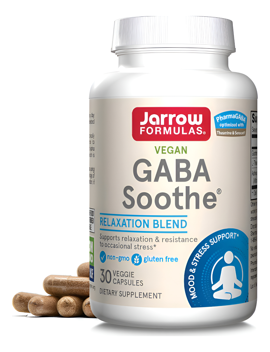 Jarrow Formulas Gaba Soothe, Suplemento Dietético Para Relajación Y Estrés Ocasional, 30 Cápsulas Vegetales