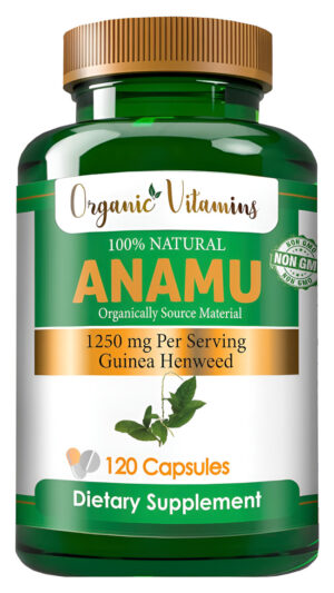 Vitaminas Orgánicas Anamu 1250mg 100% Cultivado Orgánicamente 120 Cápsulas Petiveria Allicea