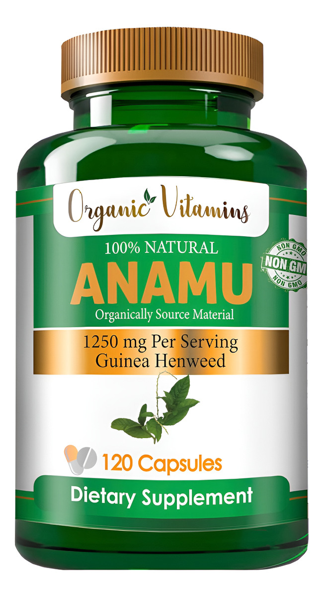 Vitaminas Orgánicas Anamu 1250mg 100% Cultivado Orgánicamente 120 Cápsulas Petiveria Allicea