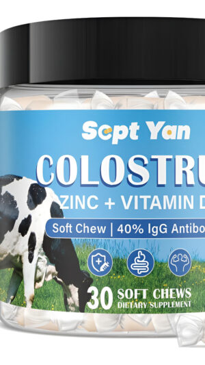 Suplemento Masticable Suave De Calostro (3000 Mg + 40% De Igg), Superalimento Concentrado De Calostro Bovino Más Vitami