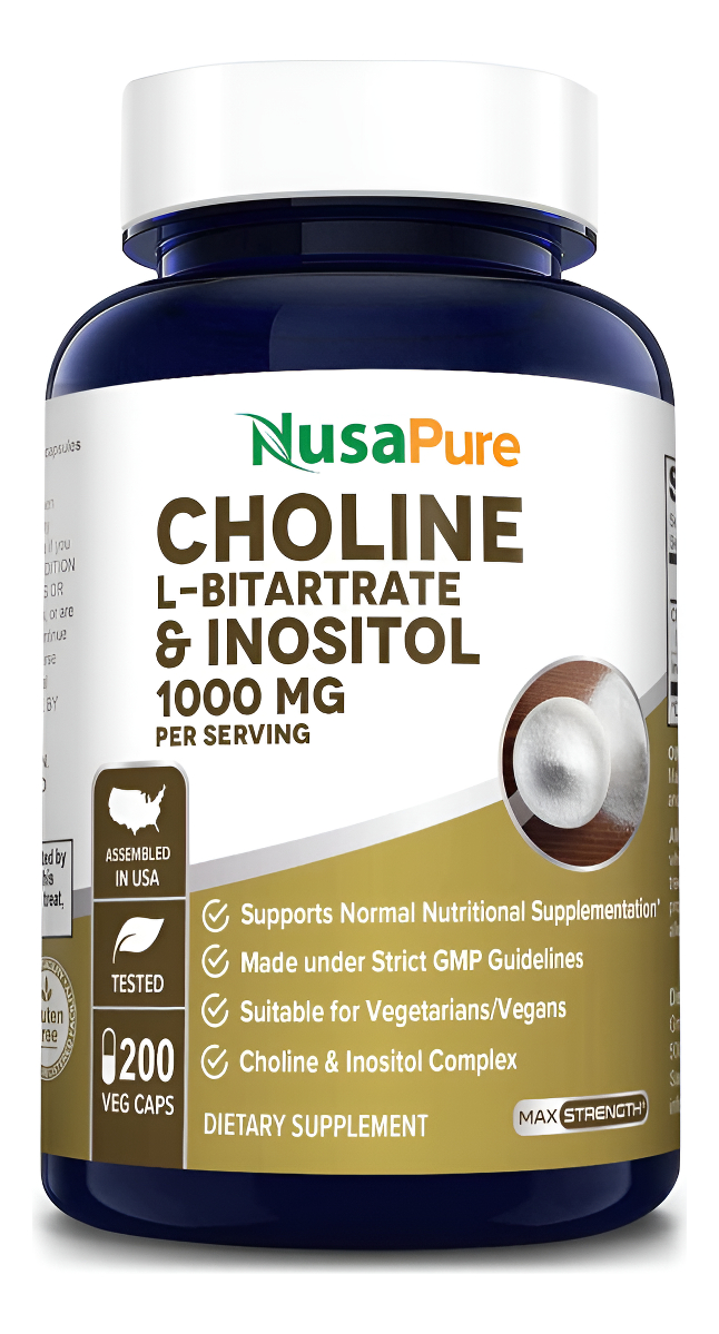 Nusapure Choline & Inositol 1000mg 200 Tapas Vegetarianas (1