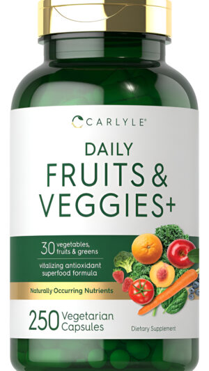 Carlyle Suplemento De Frutas Y Verduras | 250 Cápsulas | Hecho Con 30 Frutas Y Verduras | Fórmula Vegetariana, Sin Omg,
