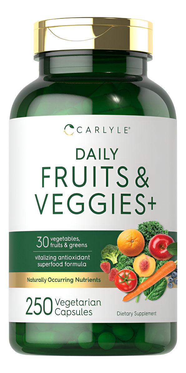 Carlyle Suplemento De Frutas Y Verduras | 250 Cápsulas | Hecho Con 30 Frutas Y Verduras | Fórmula Vegetariana, Sin Omg,