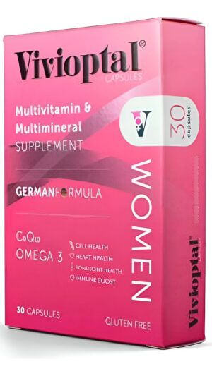 Vivioptal Mujer 30 Cápsulas  Suplemento Multivitaminico & Multimineral  Coq10 & Omega 3