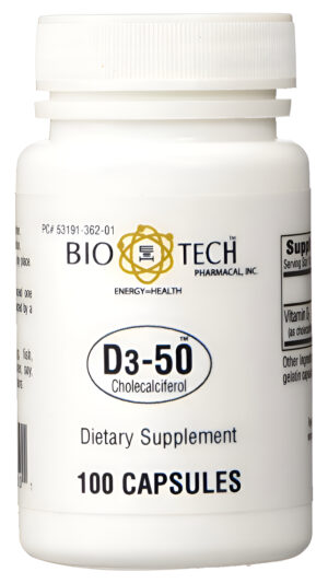 Bio-tech Pharmacal D3-50 50,000iu 100 Cápsulas Paquete De 2