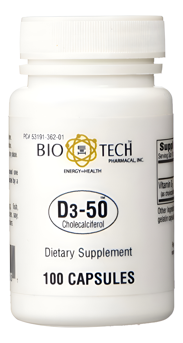 Bio-tech Pharmacal D3-50 50,000iu 100 Cápsulas Paquete De 2