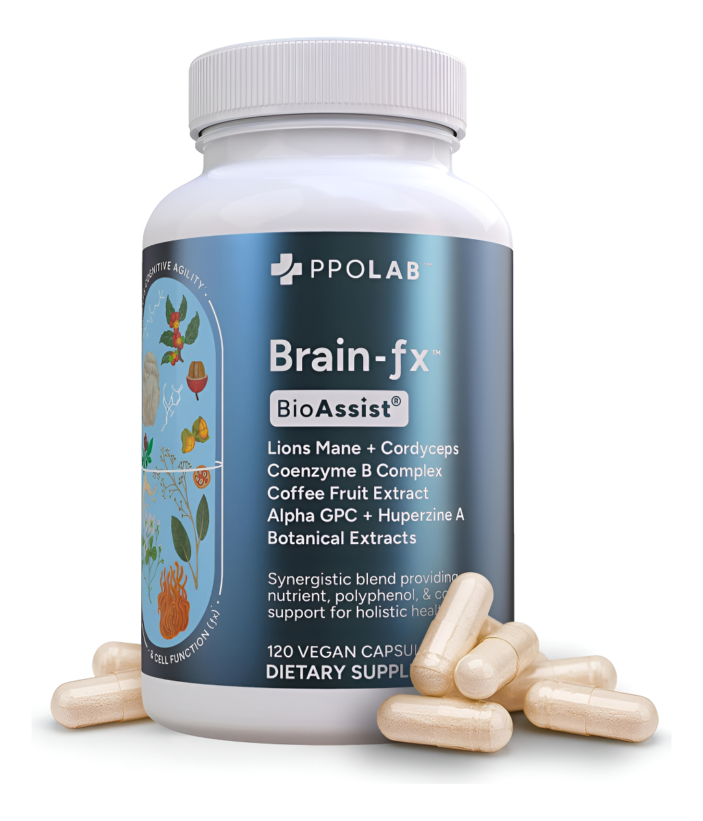 Bioassist® Brain-fx, Clean Certified® Memoria Nootropic Y Focus Brain Support, B Complex Lions Mane Cordyceps Café Frut