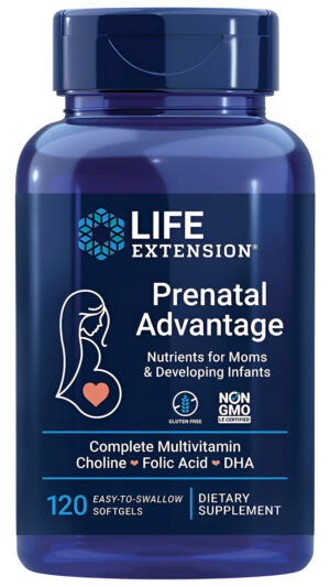 Life Extension Suplemento Prenatal Advantage Vitamina Prenatal Integral Para Mujeres Embarazadas -120 Cápsulas Blandas