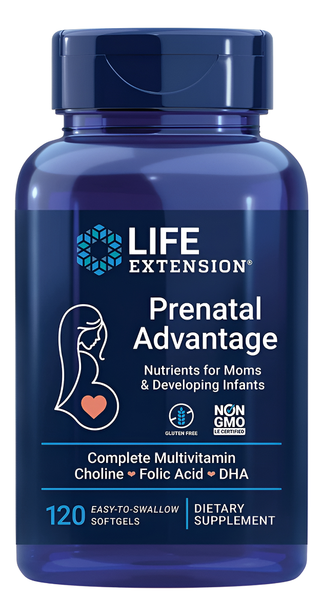 Life Extension Suplemento Prenatal Advantage Vitamina Prenatal Integral Para Mujeres Embarazadas -120 Cápsulas Blandas
