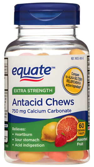 Equate Suplemento Antiácido Extra Fuerte De 60 Masticables, Frutas Surtidas