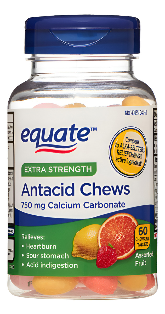 Equate Suplemento Antiácido Extra Fuerte De 60 Masticables, Frutas Surtidas
