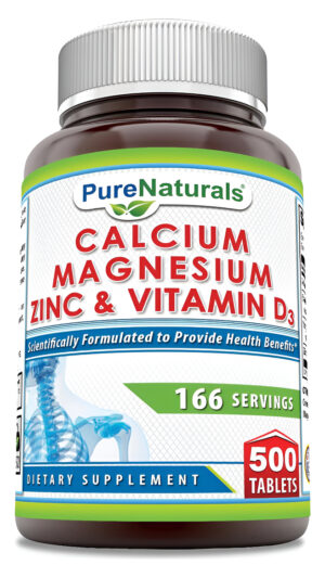 Pure Naturals Calcio Magnesio Zinc + Vitamina D3 500 Tabletas