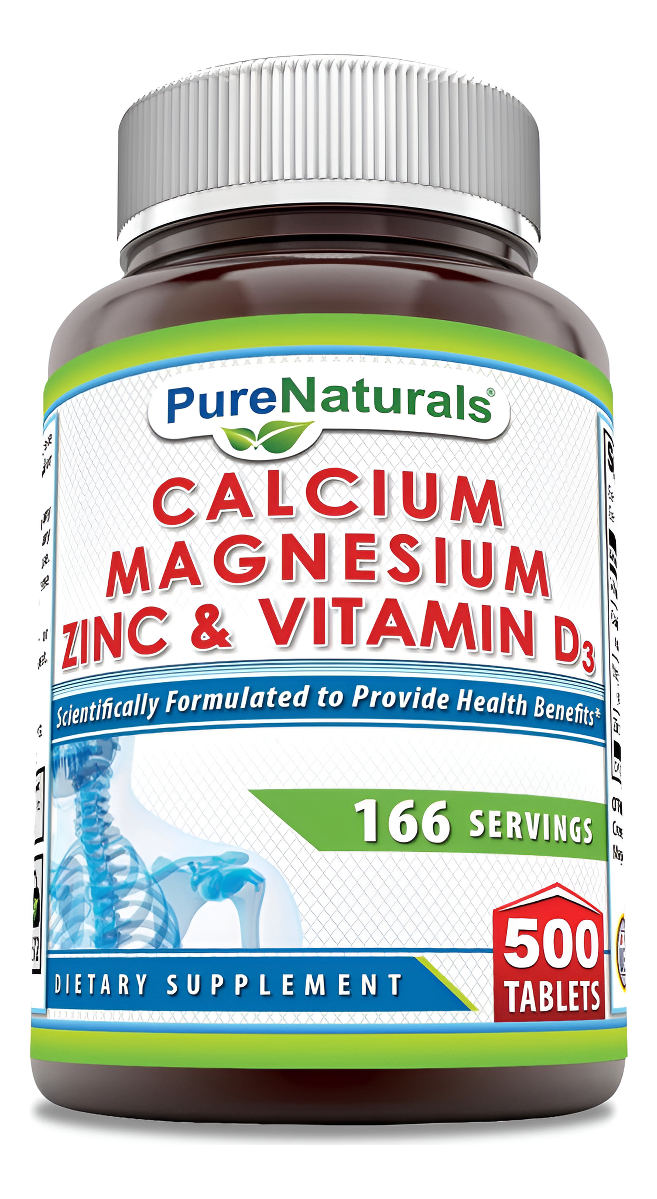 Pure Naturals Calcio Magnesio Zinc + Vitamina D3 500 Tabletas