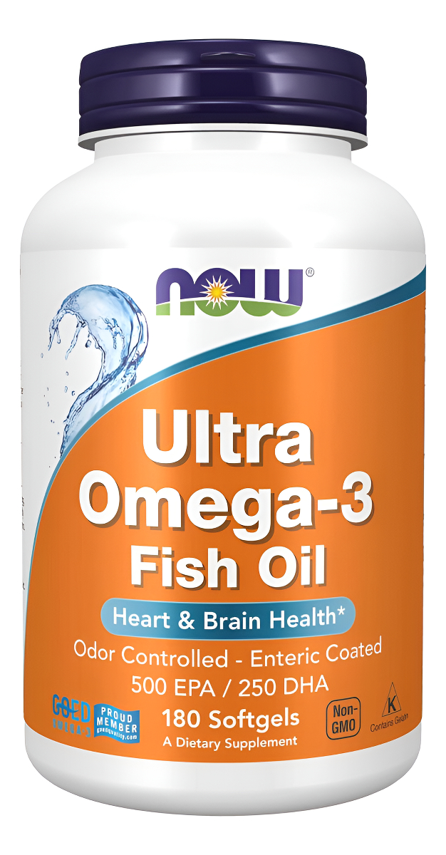 Now Suplementos, Ultra Omega-3 Molecularmente Destilado Y Recubierto Entérico, 180 Cápsulas Blandas