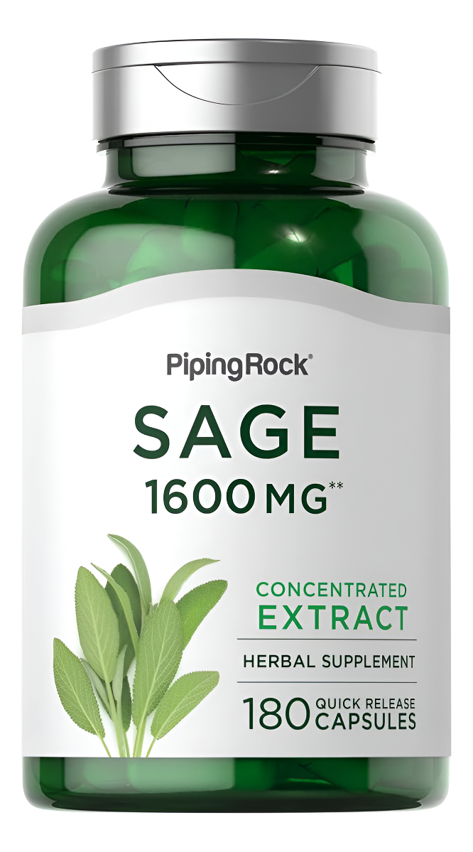 Piping Rock Suplemento De Salvia De 1600 Mg | 180 Cápsulas | Extracto De Hierbas Concentrado | Sin Omg, Sin Gluten